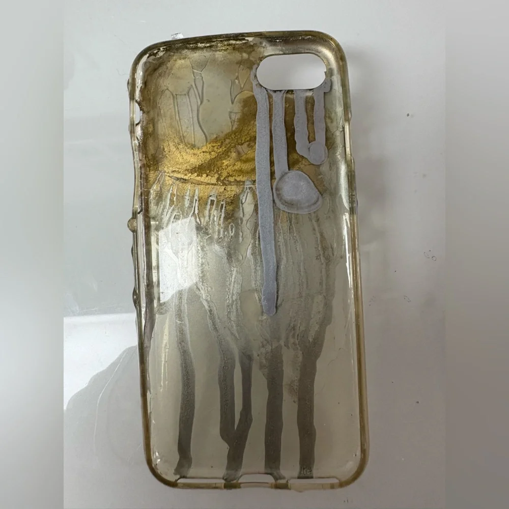 ADINA MILLS amazing OOAK iPhone case Crystal gold paint iPhone 6 / 6S